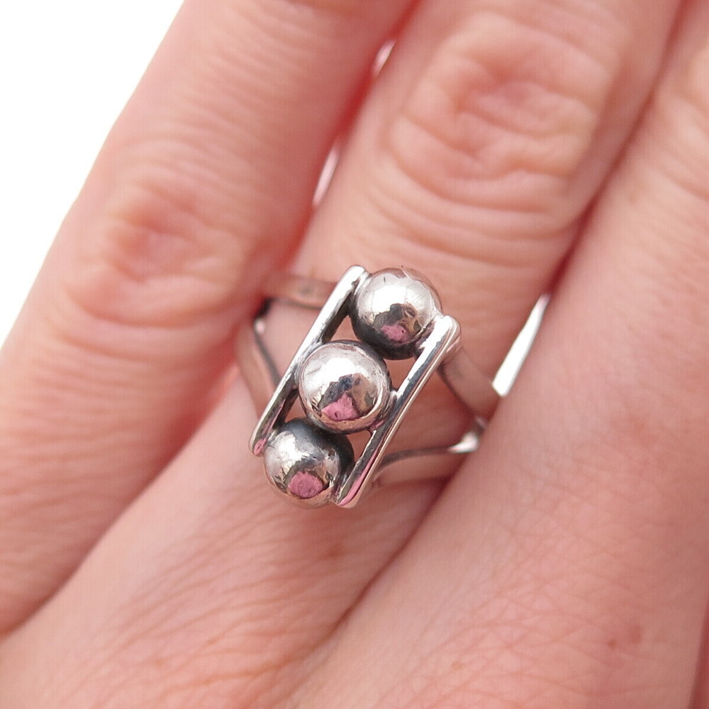 Andresen & Holmsen 925S Sterling Vintage Norway Modernist Ball Ring Size 5